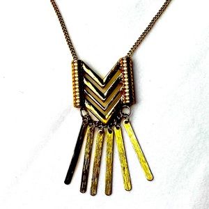 Golden Tone Chevron Statement Piece extra long Necklace